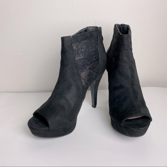 Peep Toe Mesh Heel Booties‎ Size 7.5 - Picture 1 of 9